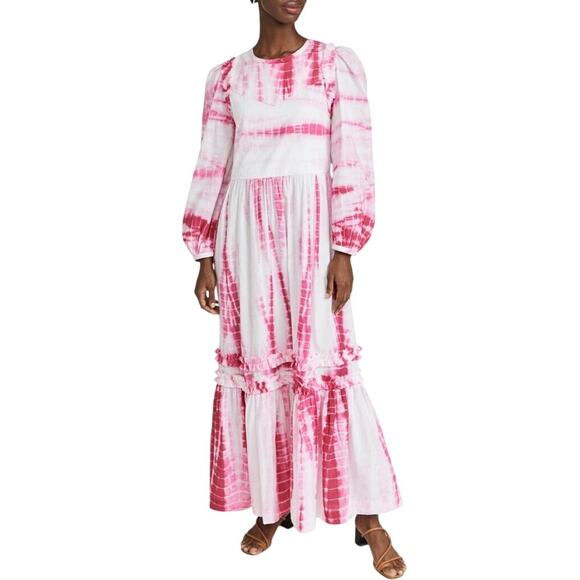Alix of Bohemia Pink Shibori Tie Dye Plume Maxi Dress Size Small - Picture 2 of 9